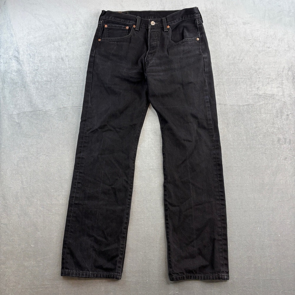 VTG Levi's 501 Black Jeans Straight Leg‎ Button Fly Mens 32x30